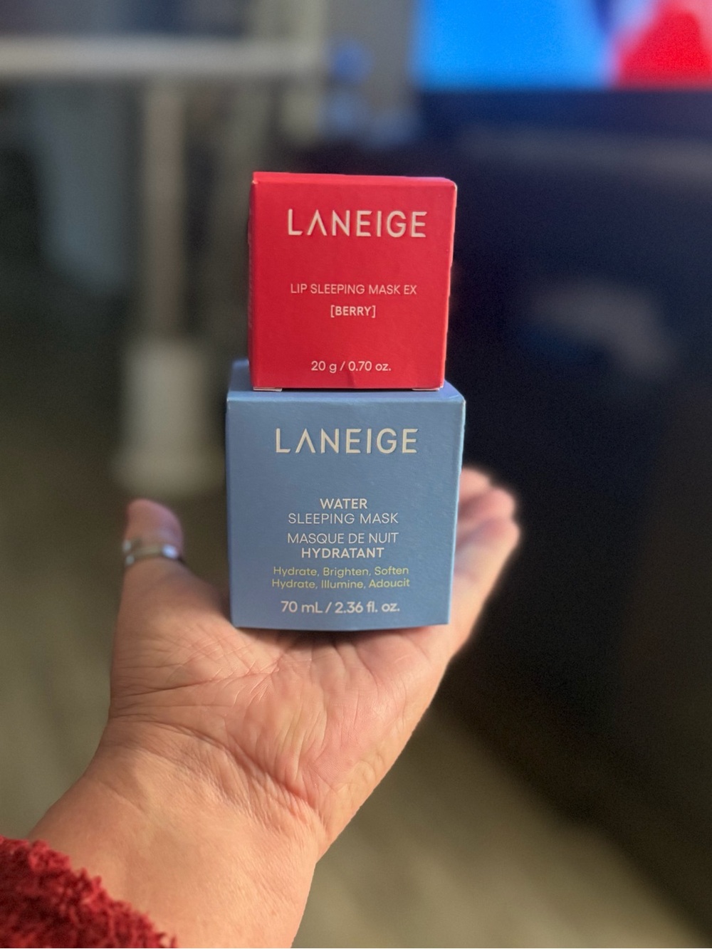 LANEIGE Water Sleeping Mask & Lip Sleeping Mask in Berry. Full Size
